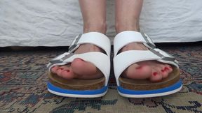 Toe fetish - wiggling my toes in white Birkis part 1