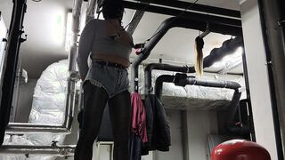 HeavyNippleClampsSelfBondageHugeButtPlug