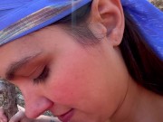 Aggressive milf takes me on a hike to deepthroat