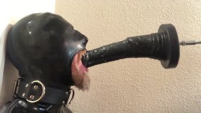 Machine fucking rubber pig throat: slime edition