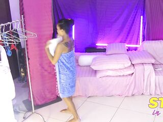 Unbending in Asia - Playing at Home with A Hot Thai Brunette hair
