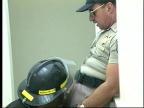 Gay fireman sucks a cock of a police officer