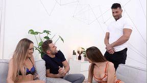 Beautiful sisters take hard anal with two big dicks