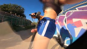 Eccentric Boy Masturbates with His Scooter and Shows His Cock to the Entire Neighborhood