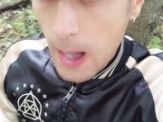 Drinking cum load from used condom, rinsing mouth with cum and swallowing cum outside