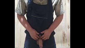 Full video: a Russian GAY in a construction jumpsuit jerks off his hard cock, cums loudly with a lot of cum, eats fresh cum, and dumps it on his face!