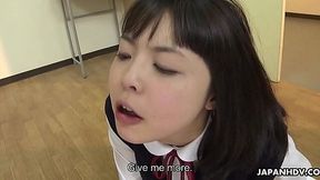 Japanese Cutie Tomoyo Isumi Gives Uncensored Blowjob with Small Tits on Display