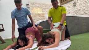 Hot Latina yoga class gets fucked by fake trainers