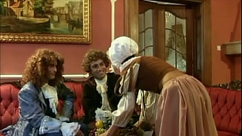 18th century: 2 horny gentlemen screw the maid in a DP