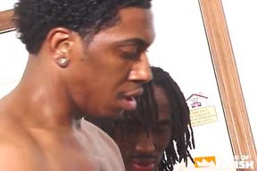 Group of black guys blow each other and bang rough their tight asses