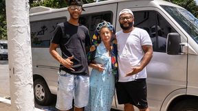 tattooed 81 year old granny DP in driving van