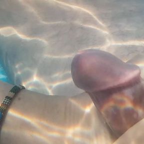 My Girlfriend plays with my ass and cock under water