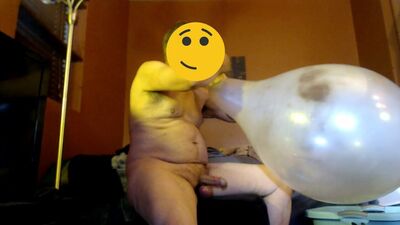 Balloonbanger 45) Clear Latex Balloon Blow Jack Cum and POP!