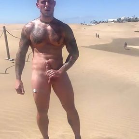 Hot Jock Boygym Play with His Fat Cock in the Public Beach, People Discover Me