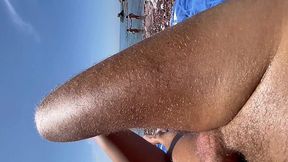 Busty Slut Fucks on Crowded Public Beach, Takes Cream Pie Like a Dirty Whore