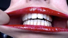 mouth stretch - lick - spit and gagging on a BB dildo