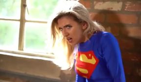 Superheroine Supergirl Defeats Dark Supergirl