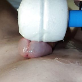 Close Up With Hitachi Wand Vibrating Cum Out Of My Dick Part DMVToyLover