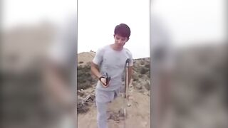 Watch this hot amateur babe take a massive dong in public and give a sloppy handjob