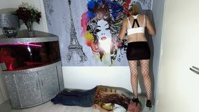 Heels Fishnets And Skirt Trample