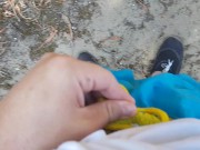 Boy with a small cock pissing in the pine forest ALMOST CAUGHT