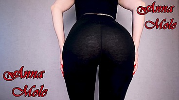 Wearing black leggings I spank a big round ass PAWG