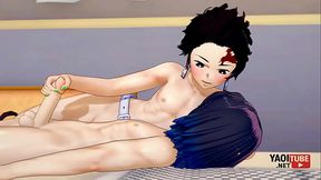Demon Slayer Yaoi- Tanjiro Handjob to Inosuke