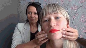 playing pinching her stretchy face L