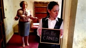 6 of the best - Matilda caned by Headmistress, Miss Iceni with bare bottom caning, scolding, and corner time