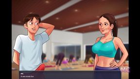 MILF Anna gives sexy massage and yoga in the park