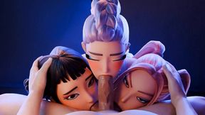 Zoey, Rumi & Mira - Triple Fellatio Cock Worshipping