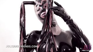 Shemale Bruna Venchy, Mistress Full Latex Dressed Whipping and Fucking Guy!