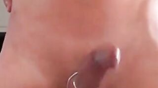 Cockrings and cum in the kitchen