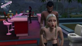 BLACK ROOMMATE IS JEALOUS OF HER DATE. STEALS SKINNY BIG ASS WHITE GIRL FOR A ROUGH BATHOOM FUCK!