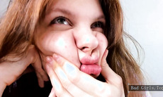 Brunette sexy skinny teen with super hot big booty ass