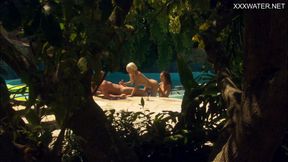 Amazing threesome by the pool