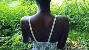 German Black Teen Zaawaadi Quick Outdoor Sex with White Man