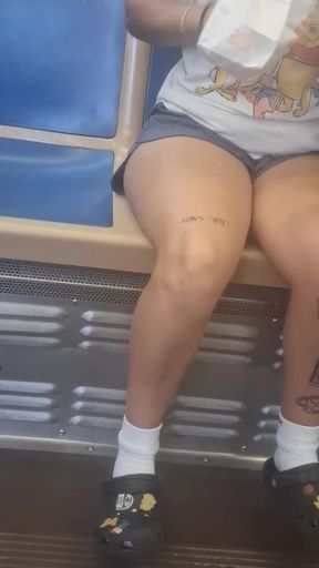 Thick-thighed Latina thot caught exposing herself in public shorts