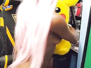 Ladykaiyo model does in nature's garb photoshoot in bedroom with pikachu
