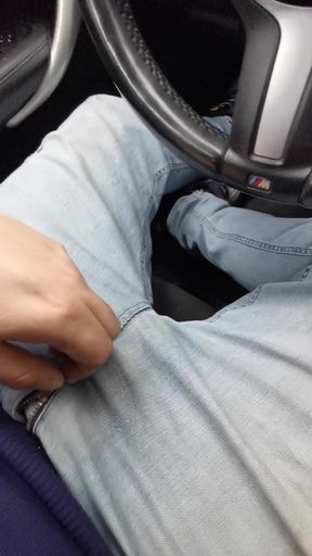 My small cock in the car