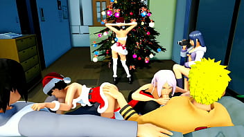 Hentai 3d animated happy New Year by ponchi, Orgy sex Naruto Sakura Hinata himawari Sasuke Sarada