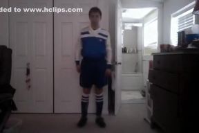 Me dressing in soccer gear with shower