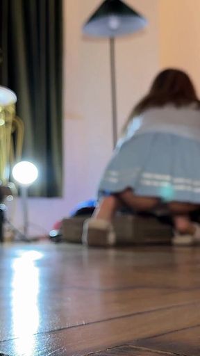Super Hot Petite Asian Girl Takes Her See Through Panties in the Bathroom to Flash Pussy and Her Big Ass