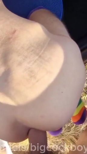 Thrilling moment from &quot;Two femboys fucking like sluts in public near the track, cum in their mouths and asses&quot;