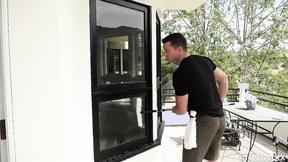 ”Tatted blonde Sarah Jessie pounded while her hubby watches”