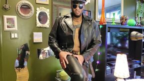 Kennie Jai Jerks off in Leather and Cums Huge for You!!