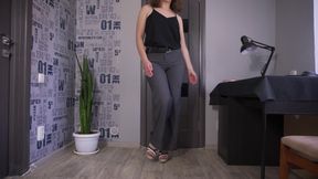 Secretary Modeling Legs And Ass In Tight Trousers
