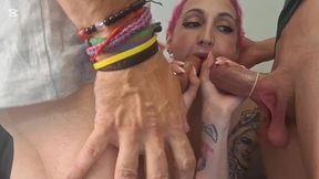 chapter 17, ramoncin and polla lechera come and they end up fucking each other hard, foursome, double blowjob with two cocks,