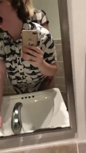 Sexy tranny fucks gf in public bathroom