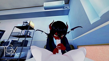 Fantasy Anime Hentai Game Hot Horned Girl Hardcore Sex and Deep Blowjob